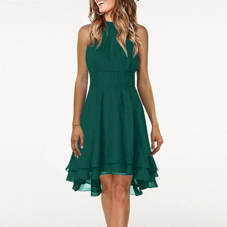 green emerald velvet dress Ever-Pretty Chiffon Round Neckline A-Line Knee Length Wedding Guest Dress main image 1