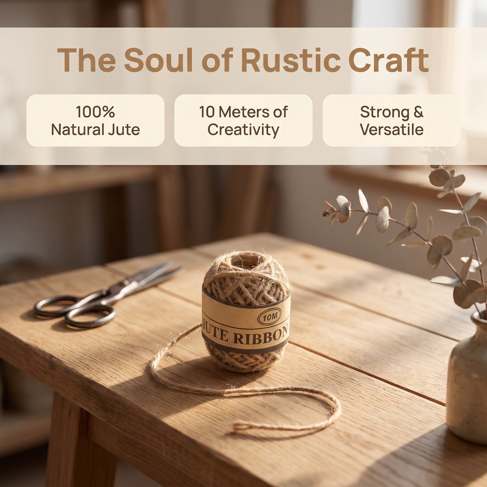 Unique Bargains Natural Jute Twine for Gift Wrapping and Crafting Uses Brown 10.9 Yard