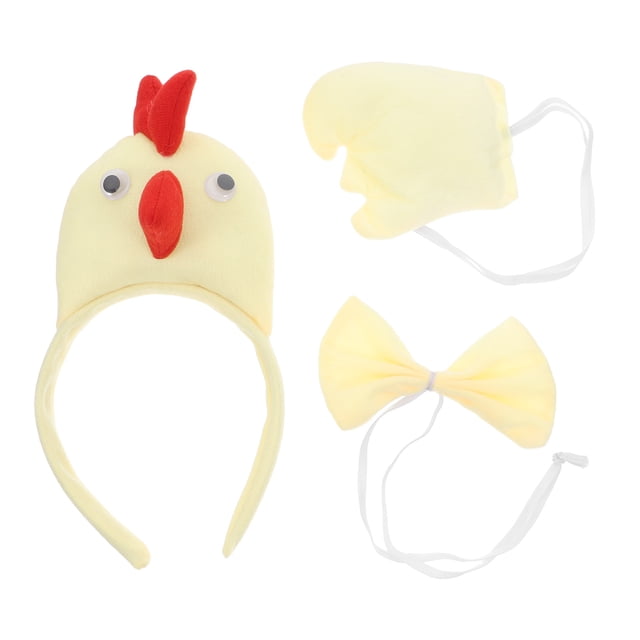 KAKOWELY juego de disfraz de gallo, diadema de pollo 3D, pajarita y cola para niños, accesorios de disfraz de animal para fiesta de Pascua