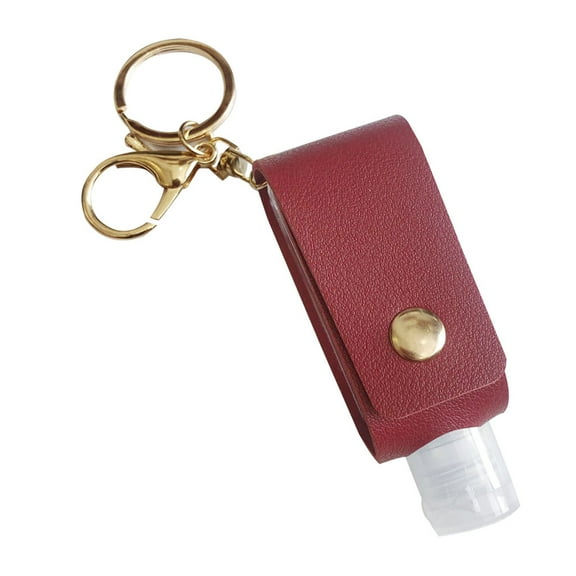 Travel Bottle And Keychain Holder Refillable Empty Bottles for Hand Sanitizer, Portable Leakproof Pu Purse Clip Carrier for office Office Gym, Outdoor Pocket Size , 1X Key Bag, 1X Empty Bottle