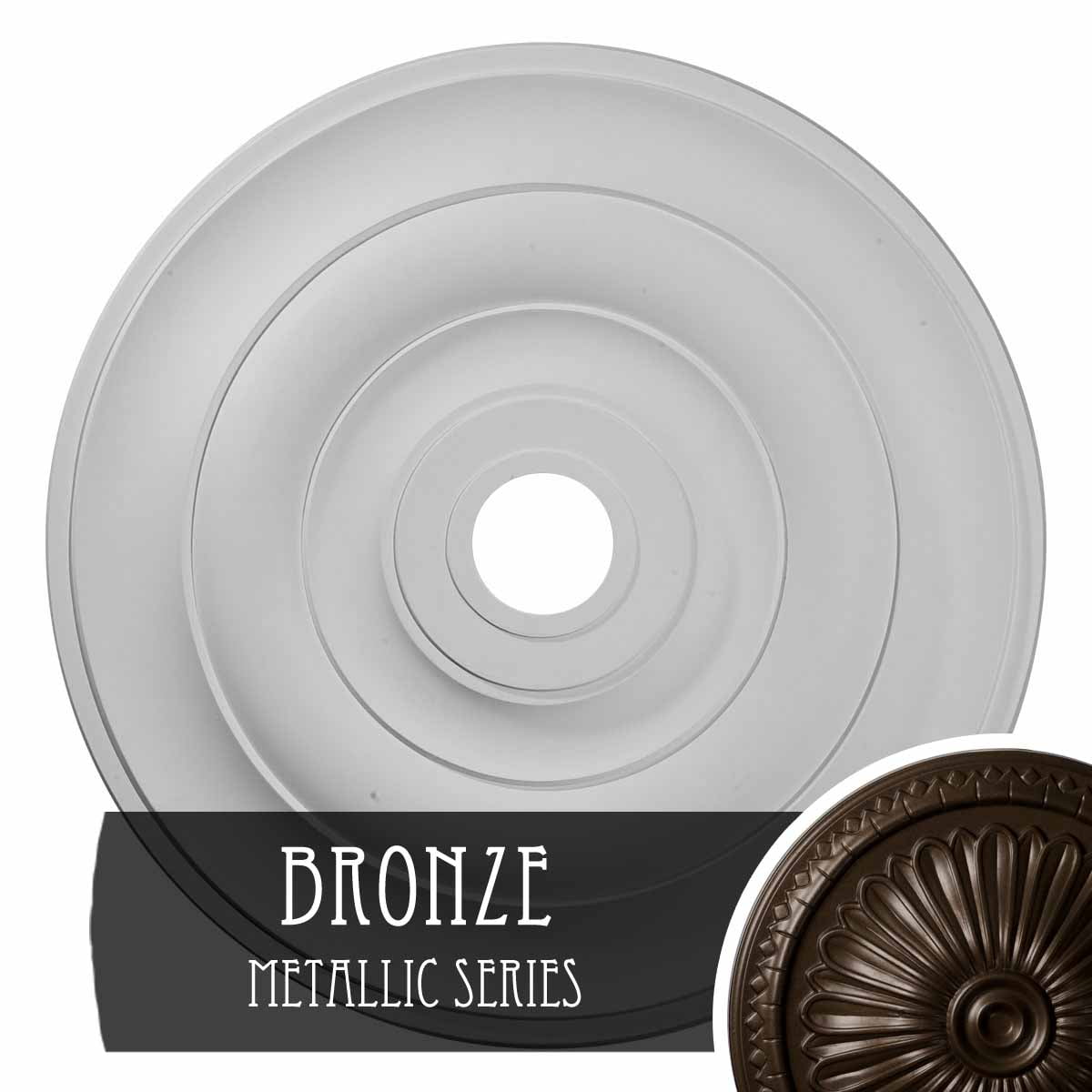 Photo 1 of 26 1/2"OD x 3 5/8"ID x 1 1/2"P Jefferson Ceiling Medallion (Fits Canopies Up to 5"), Hand-Painted Bronze