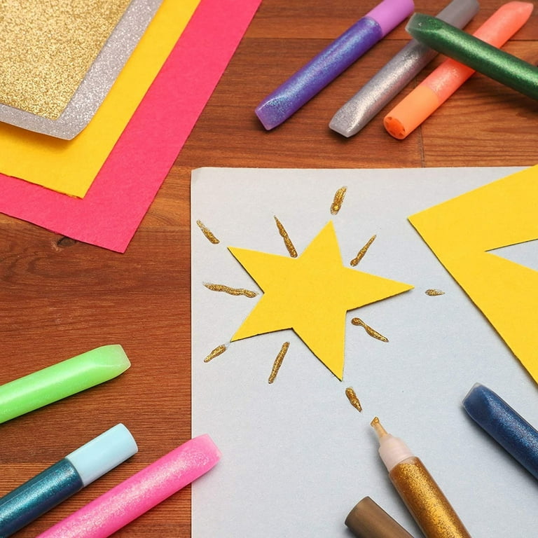 6 x Jumbo Glitter Glue 21g Pen for Kids Arts Crafts Scrapbook