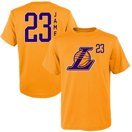 Los Angeles Lakers Team Store - Youth LeBron James Gold Los Angeles Lakers Name & Number Team T-Shirt