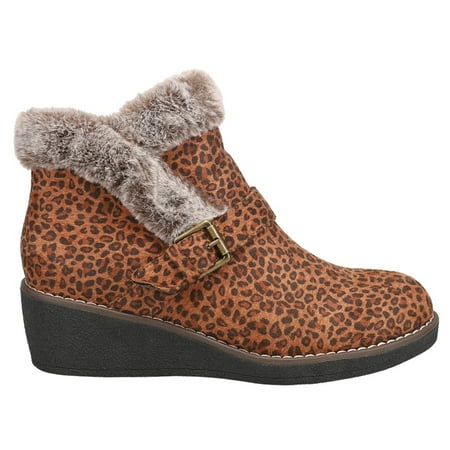 

Corkys Womens Chilly Leopard Casual Boots Ankle Mid Heel 2-3