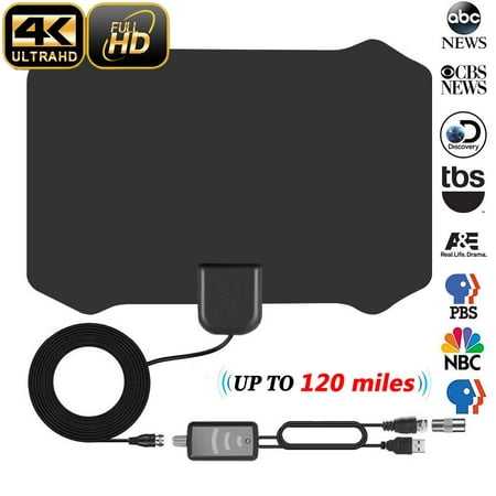 TV Antenna, [2019 Strongest] Indoor Digital HDTV Amplified Television Antenna Freeview 4K 1080P HD VHF UHF for Local Channels 120 Miles Range with Signal Amplifier Support All TV’s-13ft Coax (Best Way To Get Local Channels With Antenna)