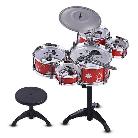 product image of Anself Kids Jazz Drum Set Toy/5 Drums+1 Cymbal+ Small Stool Drum Sticks/Musical Educational Instrument Toy for Kids