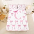 thumbnail image 5 of Erosebridal Girly Bow Full Size Sheets For Kids,Pink Letter D Personalized Initial Bed Sheets 4-Piece, 5 of 6