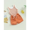 thumbnail image 3 of ZAXARRA Toddler Girls Clothes, Sleeveless Round Neck Knitting Vest Tops Drawstring Short Pants Casual Outfits, 3 of 9