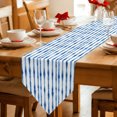 thumbnail image 2 of Blue Stripes Table Runner Linen Burlap Table Runner 72 Inches Long Striped Modern Art Farmhouse Dresser Scarves for Kitchen Island Coffee Dining Room Party Wedding Banquet Holiday Decoration 18"x72", 2 of 8