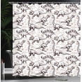 thumbnail image 4 of Ambesonne Dinosaur Shower Curtain, Reptiles Footprints, 69"Wx70"L, Brown White, 4 of 5