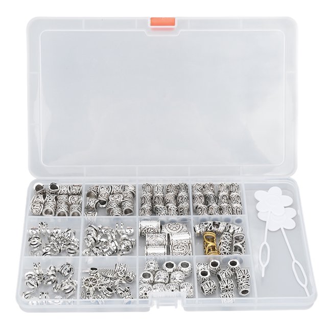 106 Uds. Anillos para el cabello de rastas, aleación de diferentes formas, patrones exquisitos, cuentas para trenzado de cabello