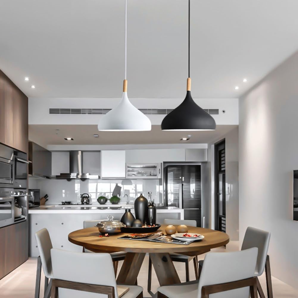 Wood Metal Colorful Pendant Lamp, Creative Ceiling Pendant Light Fixture, Modern Pendant Lighting, Farmhouse Pendant Light for Over Kitchen Island Dining Room Table Bar Entrance Cafe