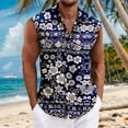 thumbnail image 2 of LTTVQM Mens Hawaiian Shirts 2026 Summer Beach Sleeveless Button Down Shirt Casual Loose Tropical Print T-Shirts Vacation Outfit Wine XL, 2 of 5