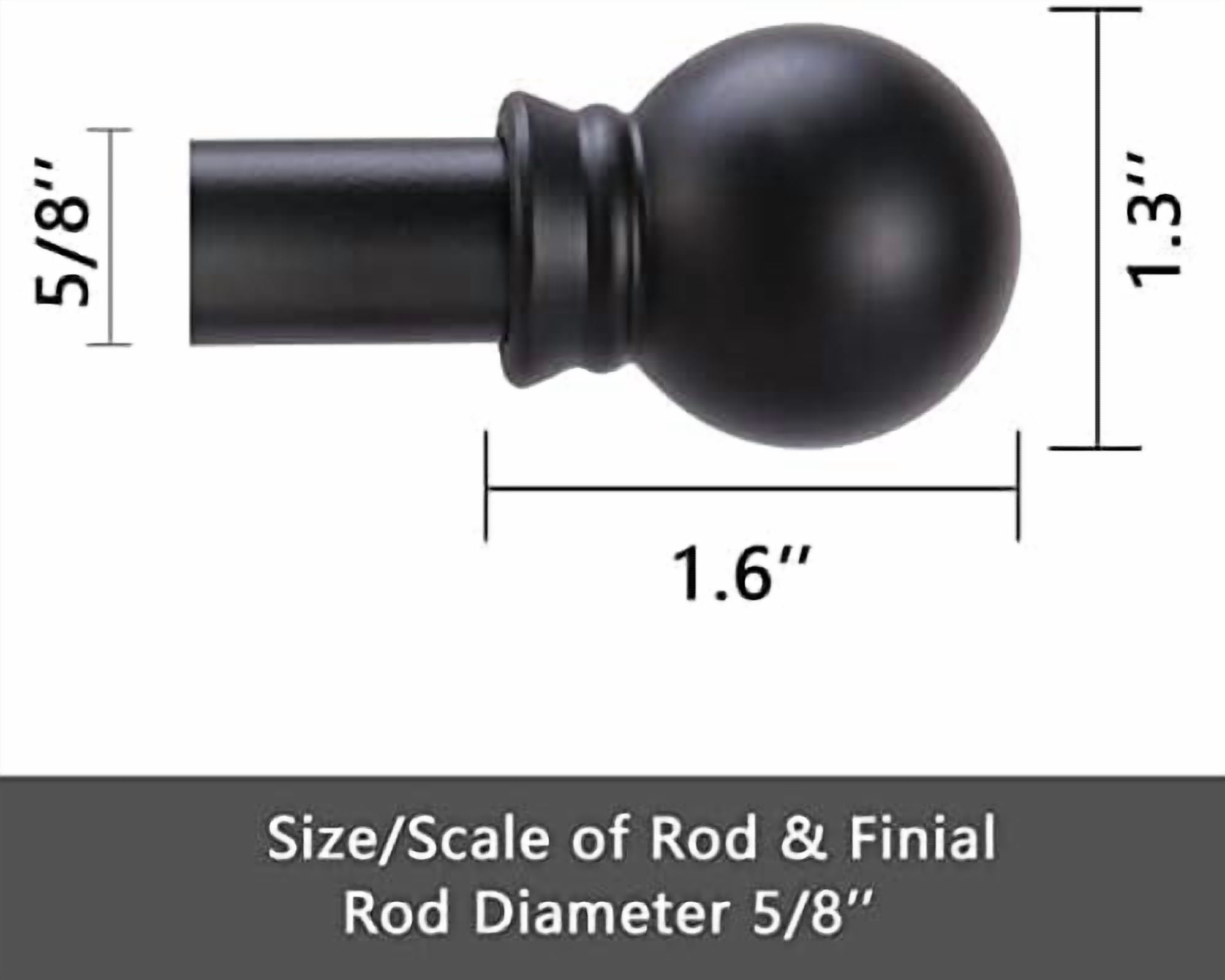 Curtain Rods for windows 32-62 inch, 5/8 inch Decorative Matte Black Splicing Heavy Duty Metal Curtain Rod set with Brackets