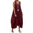 thumbnail image 2 of Gvmfive Women Casual Sleeveless Backless Cotton Linen Loose Long Dress, 2 of 4