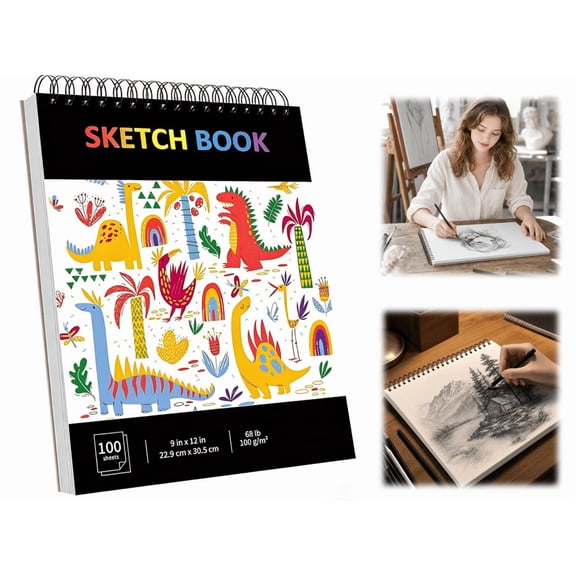 Sketch Books, 9" x 12" Inch Single Spiral Bound Sketchbook, Thick Drawing Pad for Sketching Drawing Doodling and Art Practice (B)