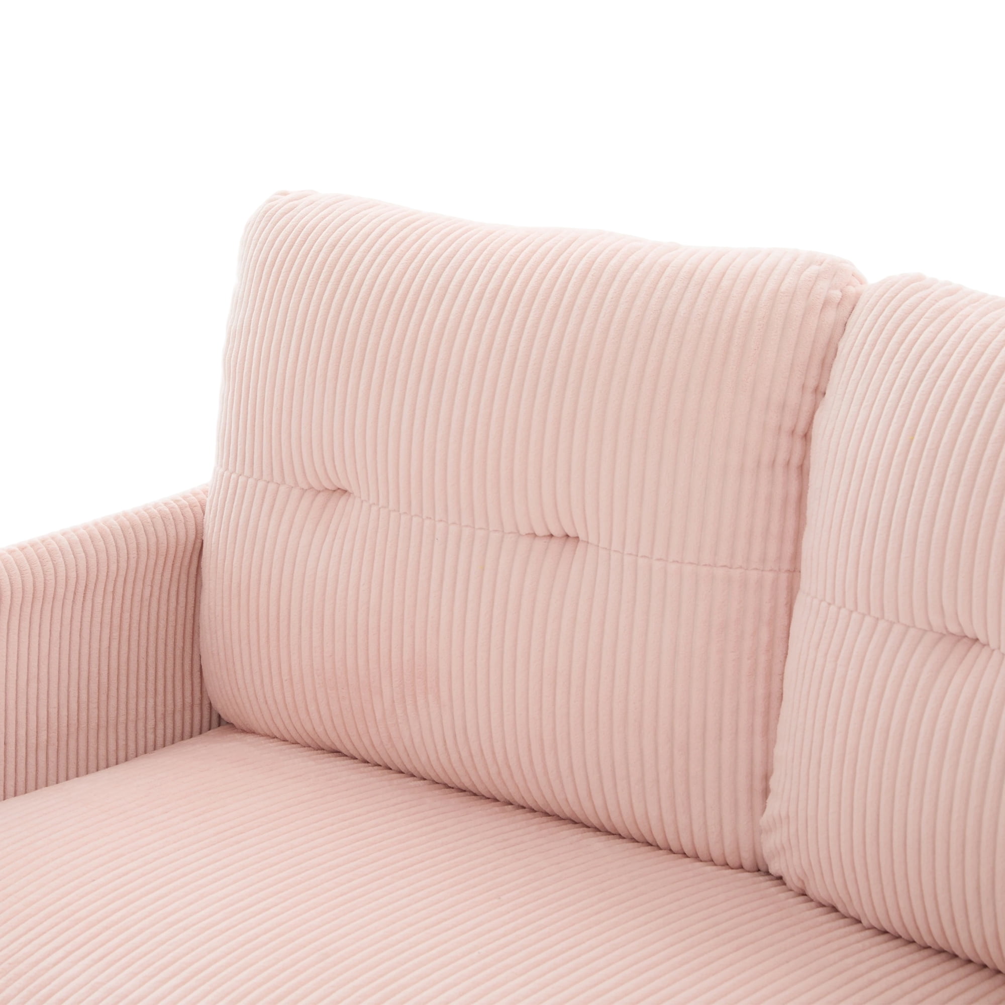 Loveseat, Small Sofa, Couch, Oversized Corduroy 2-Seater Sofa with Side Storage Pockets and Sturdy Metal Legs for Apartment, Dorm or Living Room, Pink