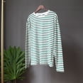 thumbnail image 2 of Jalioing Striped Shirt for Women Casual Ladies Top Spring Long Sleeved Dropped Shoulder Loose Stripe Tops (Medium, Green), 2 of 7