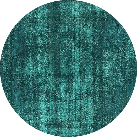 Ahgly Company Indoor Round Oriental Turquoise Blue Industrial Area Rugs, 8' Round