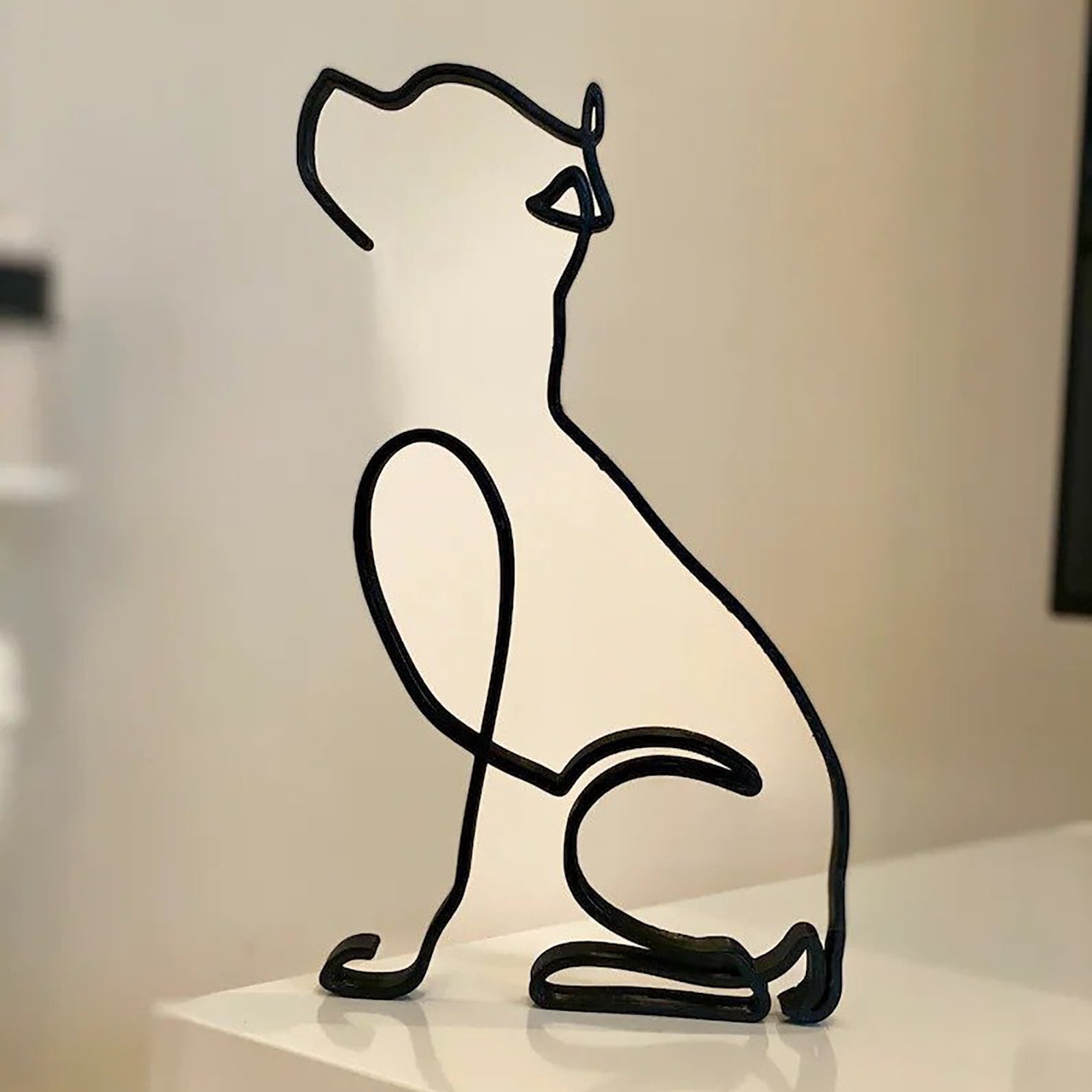 TTYGRHQ Minimalistische Hundewandskulptur Aus Metall – 25,4 X 20,3 Cm, Abstrakte Linienkunst Für Moderne Deko