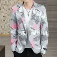 thumbnail image 2 of Chaqueta de traje estampada para hombre, color gris, con estampado de sellos, para fiesta, moda 2024, ropa de primavera sencilla y original, nueva, 2 of 5