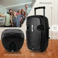 thumbnail image 3 of PYLE PPHP1299WU - Portable Hi-Power Bluetooth PA Loudspeaker - Active Powered Speaker System with Built-in Rechargeable Battery, Includes (2) UHF Wireless Microphones, FM Radio (12'' -inch Subwoofer,, 3 of 4