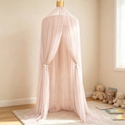 Bed Canopy for Girls - Princess Bed Canopy Mosquito Net Nursery Play Room Decor Dome Premium Yarn Netting Curtains Baby Game Dream Castle, Pink