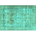 thumbnail image 1 of Ahgly Company Machine Washable Indoor Rectangle Persian Turquoise Blue Traditional Area Rugs, 8' x 12', 1 of 4