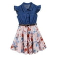 thumbnail image 4 of TiaoBug Kids Girls Floral A-line Summer Casual Dress Princess Denim Sundress 2-14 Pink 10, 4 of 7