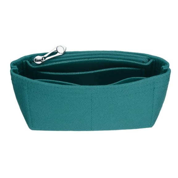 Uxcell Purse Organizer Insert, Small Felt Handbag Organizer Mini Bag Storage & Finishing Inner Bag Liner with Zipper for Chic Backpack Tote Shoulder Bags, Lake Green
