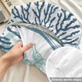 thumbnail image 4 of Full Size Fitted Sheet Set - Navy Blue Teal Coastal 3 Piece Bedding Sets 16" Deep Pocket Fitted Sheet with 2 Pillowcases Summer Beach Coral Shell Ocean Brushed Microfiber Hotel Luxury Bed Sheets, 4 of 9