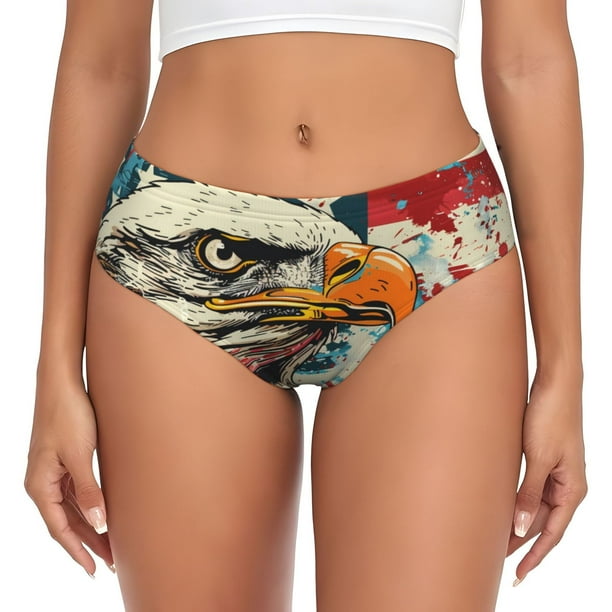 Balery Retro American Eagle Ropa Interior de Algodón para Mujer con Dibujo – Braguitas Cómodas y Elásticas, Estilo Clásico-X-Small