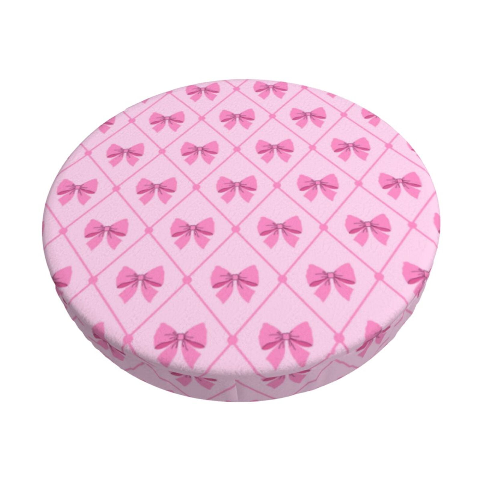 Easygdp Pink bows Print Easy To Install Bar Stool Covers&Stool Covers Round&Elastic Stool Cover, Barstool Covers,Washable&Bottom With Elastic Edge-12 inch