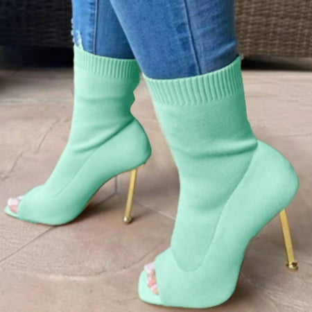 

Alueeu Women s high heels Thin Boots Women s Shoes Fashion Lace Breathable Up High Heels Pointed Short Women s Boots