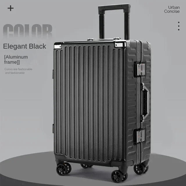 Maleta con marco de aluminio para hombre, maletero impermeable, puede sentarse, maleta de cabina de 20 pulgadas, cubierta de carrito con contraseña de embarque para mujer