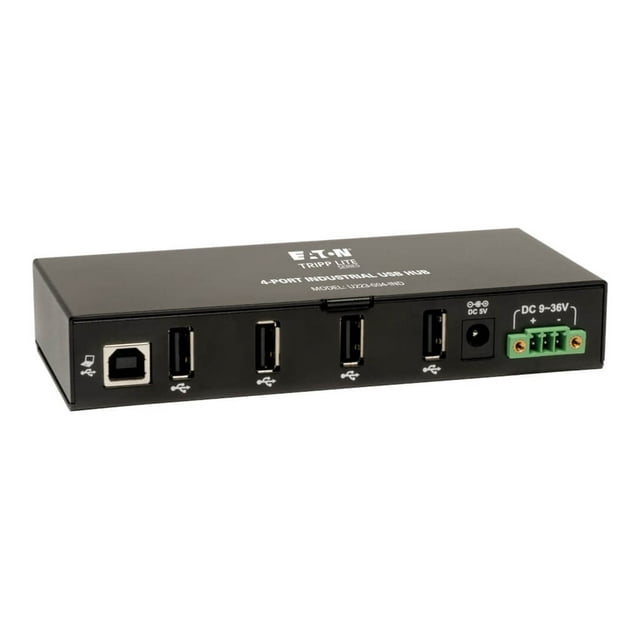 Eaton Tripp Lite series 4-Port Rugged Industrial USB 2.0 Hi-Speed Hub w 15KV ESD Immunity Metal Mountable - Hub - 4 x USB 2.0 - DIN rail mountable, wall-mountable