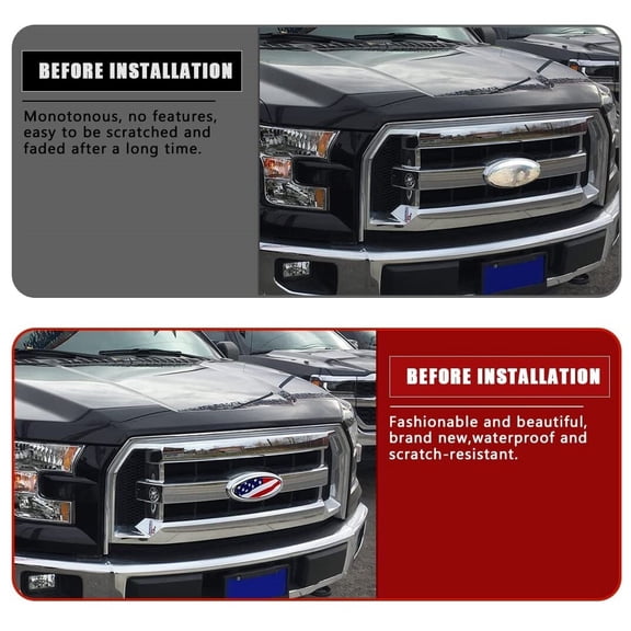 JJMY 9 inch for Ford F150 Expedition Emblem US Flag Front Grille Decal Tailgate Badge