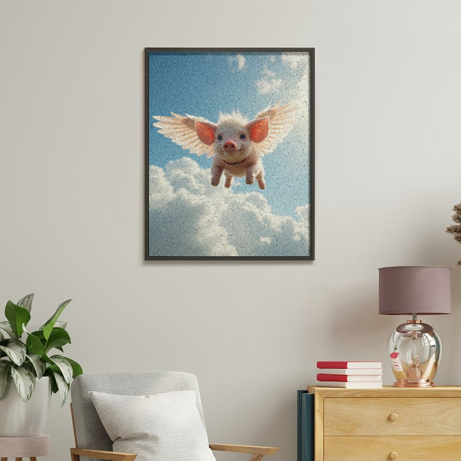 Paint By Numbers Kit for Adults Beginner - DIY Flying Piglet Sky Adventure Canvas Painting Kits for Adults, Frameless Paint By Number for Adults for Home Wall Decor 16x20 Inch
