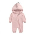 thumbnail image 3 of Newborn Baby Boy Girl Onesie Cute Dinosaur Long-Sleeved Zipper Hooded Jumpsuit for 3M-12M, 3 of 5