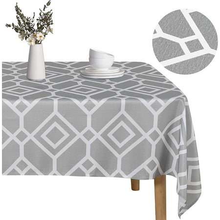 

Moroccan Rectangle Table Cloth 60 x 84 Silver Grey - Washable Water Resistance Microfiber Tablecloth Decorative Fabric Table Cover for Picnic Banquet Party Kitchen Dining Room 150 GSM
