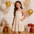 thumbnail image 7 of qucoqpe Trendy Ruffle Sundress for Girl Tiered Pleated Spaghetti Straps Casual Pockted Vacation Beach Dresses, 7 of 7