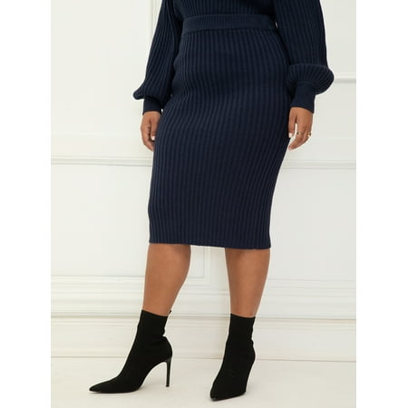 ELOQUII Elements Women's Plus Size Sweater Column Skirt