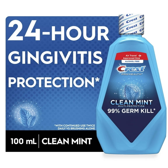 Crest Pro-Health Multi-Protection Travel Size Mouthwash, Alcohol Free, Mint, 100 mL