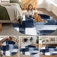 thumbnail image 5 of Round Rugs 4Ft, Navy Blue Geometric Round Area Rug Washable Indoor Throw Carpet, White Modern Abstract Soft Non Slip Circle Rug for Kitchen Nursery Room Home Decor Aesthetic, 5 of 8
