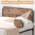 thumbnail image 5 of Yesfashion Queen Size Bed Frame with Wooden Headboard, Platform Bed Frame with Safe Rounded Corners, Strong Metal Slats Support, Mattress Foundation, Noise-Free, No Box Spring Needed, Retro Brown, 5 of 7