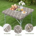 thumbnail image 4 of Brown Geometric Quatrefoil Pattern Square Fitted Tablecloth with Elastic Edge,Square Table Cover,Washable Elastic Table Cover for Home Kitchen Party Decor 36"x36", 4 of 6