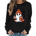 thumbnail image 2 of DIOAZUD Halloween Sweatshirts Women Spooky Ghost Print Pullovers Soft Holiday Crewneck Long Sleeve Sweater Tops Halloween Costumes Black S-XXL, 2 of 6