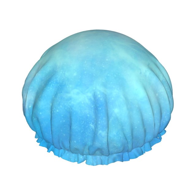 YFYANG Femmes Double Imperméable Shower Cap, Rêveur Aurora Bleu Réutilisables Cheveux Cap pour Tous les Styles de Cheveux et les Tailles de Tête