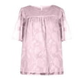 thumbnail image 4 of Giftesty Women Summer Flare Sleeve Three Quarter Floral Lace Office Lady Blouse Tops, 4 of 5