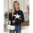 thumbnail image 3 of Sweaters for Women 2024 Trendy Front Star Printed Crewneck Sweater Casual Knitted Lightweight Pullover Sweater Shermie, 3 of 6